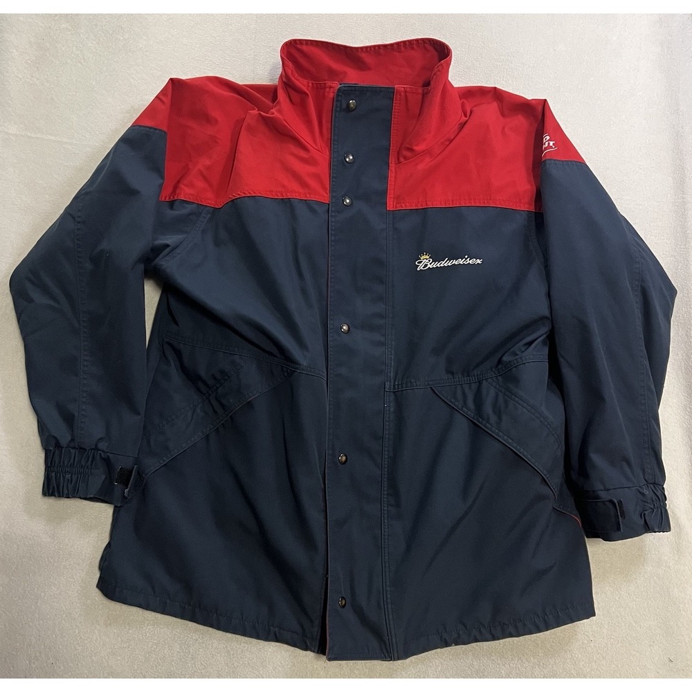 Masterliner Blue Red Budweiser Bud Light Thinsulate Zip Out Liner Coat Mens XL